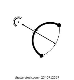 Bow arrow or cupid in black fill silhouette icon vector illustration. Editable and stylish graphics resources for many purposes.