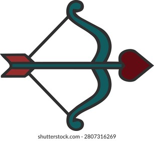 Bow and arrow cupid weapon vector illustration love hunting icon