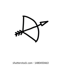 bow and arrow doodle icon, vector illustration