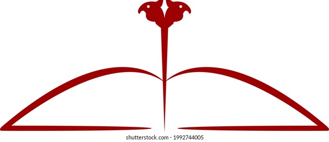 Bow and Arrow with Double Headed Eagle, Book and Pen Vector Art