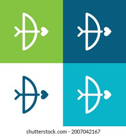 Bow And Arrow Flat four color minimal icon set