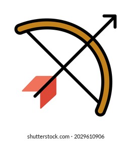 Icono plano de arco y flecha ilustraciones vectoriales aisladas en fondo blanco