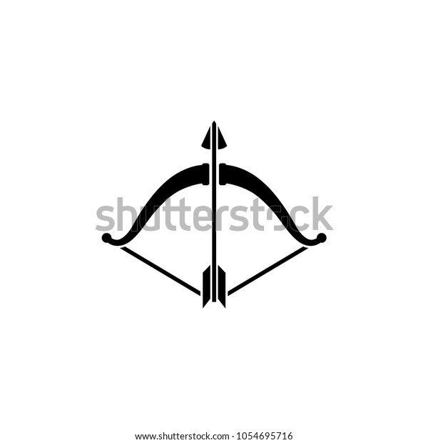 Bow and Arrow. Flat Vector Icon. Simple black\
symbol on white background