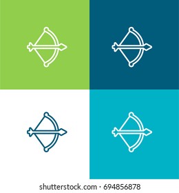 Bow and arrow green and blue material color minimal icon or logo design