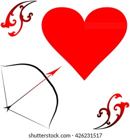 bow, arrow and heart