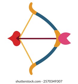bow and arrow with heart valentines day vector