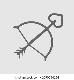 Bow and arrow heart vector icon. Love symbol.