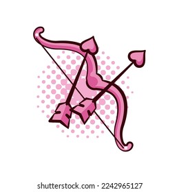 bow and arrow with hearts over white