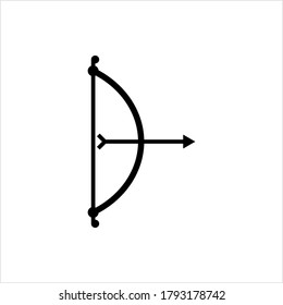 Bow Arrow Icon, Archery Range Weapon Vector Art Illustration
