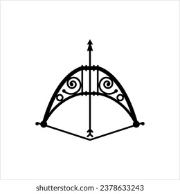 Icono de flecha abajo, tiro con arco, sistema de armas de gran tamaño Ilustración de arte del vector de armas