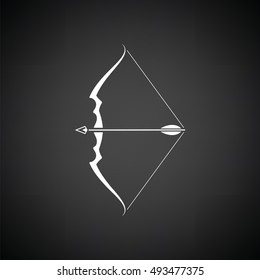 Bow with arrow icon. Black background with white. Vector illustration.