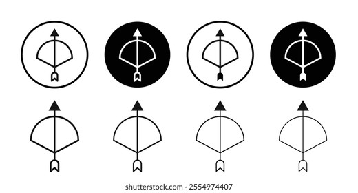 Bow arrow icon Black and white outline vector