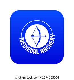 Bow arrow icon blue vector isolated on white background