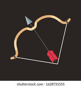Bow and arrow icon. Cartoon bow and arrow vector illustration, isolated on background. Archery or hunter tools