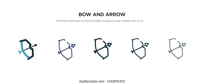 bow and arrow icon in different style vector illustration. two colored and black bow and arrow vector icons designed in filled, outline, line stroke style can be used for web, mobile, ui