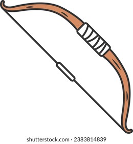 Bow and arrow icon in doodle style on a white background