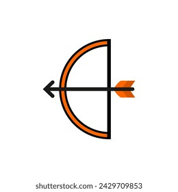 Icono de flecha de arco Diseño plano simple vector deportivo perfecto web e ilustración móvil