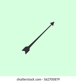 Bow arrow icon flat. Grey vector symbol on green background