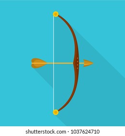 Bow and arrow icon. Flat illustration of bow and arrow vector icon for web