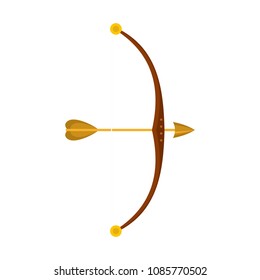 Bow and arrow icon. Flat illustration of bow and arrow vector icon for web