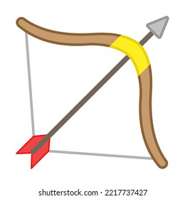 Bow and arrow icon flat illustration on white background. Bow and arrow emoji emoticon