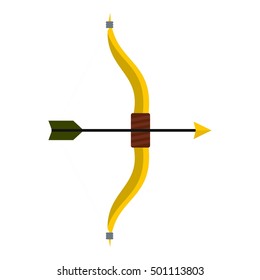 Bow and arrow icon. Flat illustration of bow vector icon for web design