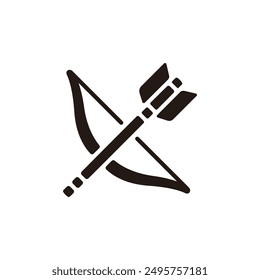 Bow and arrow icon. Flat silhouette version.