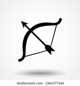 Bow and arrow icon in flat style. Illustration isolated vector sign symbol