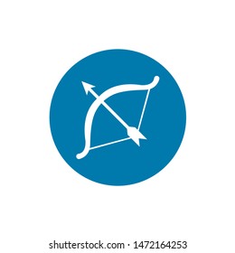 Bow and arrow icon in flat style. Illustration isolated vector sign symbol