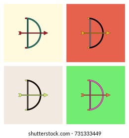 Bow and arrow icon in flat style collection