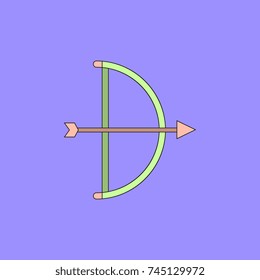 Bow and arrow icon in flat style