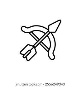 bow and arrow icon Flat symbol set outline