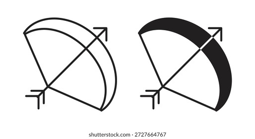 Glifo de icono de flecha de arco y concepto de símbolo de línea delgada.