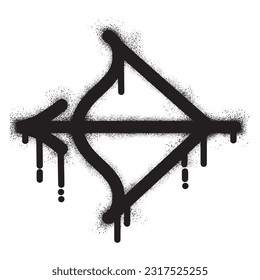 Bow and arrow icon graffiti with black spray paint