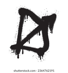 Bow and arrow icon graffiti with black spray paint.