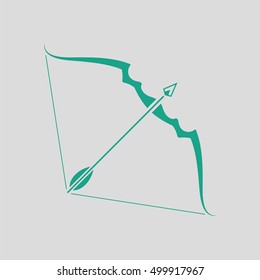 Bow and arrow icon. Gray background with green. Vector illustration.