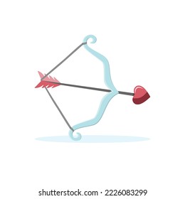 Bow and arrow icon with heart. Cupid items. Valentine day