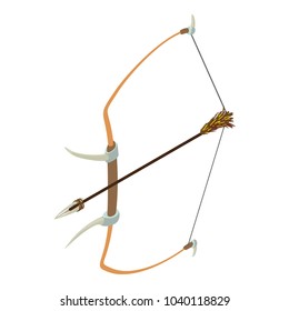 Bow and arrow icon. Isometric illustration of bow and arrow vector icon for web