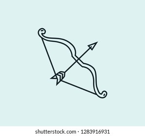Bow with arrow icon line isolated on clean background. Bow with arrow icon concept drawing icon line in modern style. Vector illustration for your web mobile logo app UI design.