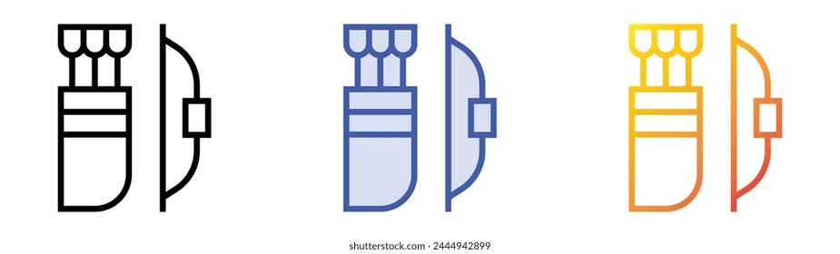 bow and arrow icon. Linear, Blue Fill and Gradient Style Design Isolated On White Background