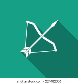 bow & arrow icon with long shadow