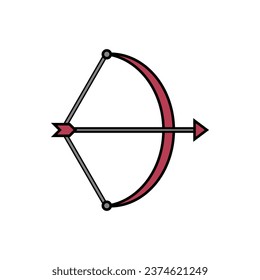 Bow with arrow icon on white background. Vector illustration.