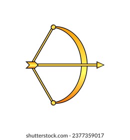 Bow mit Pfeil auf weißem Hintergrund. Vektorgrafik.