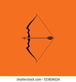 Bow with arrow icon. Orange background with black. Vector illustration.