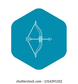 Bow and arrow icon in outline style on a white background vector illustration