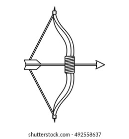 Bow and arrow icon in outline style on a white background vector illustration