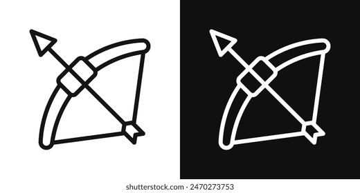 Bow arrow icon pack. Archery bow and arrow vector sign.