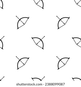 Bow Arrow Icon Seamless Pattern, Archery, Ranged Weapon System Vector Art Illustration