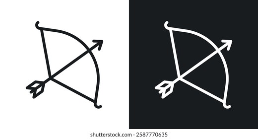Bow arrow icon set black and white colors. Graphic Vector icons pack