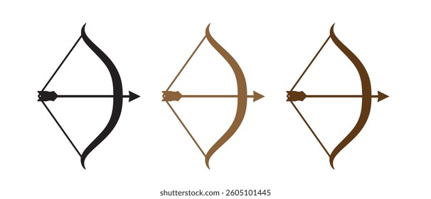 bow and arrow icon set. vector on white background.
